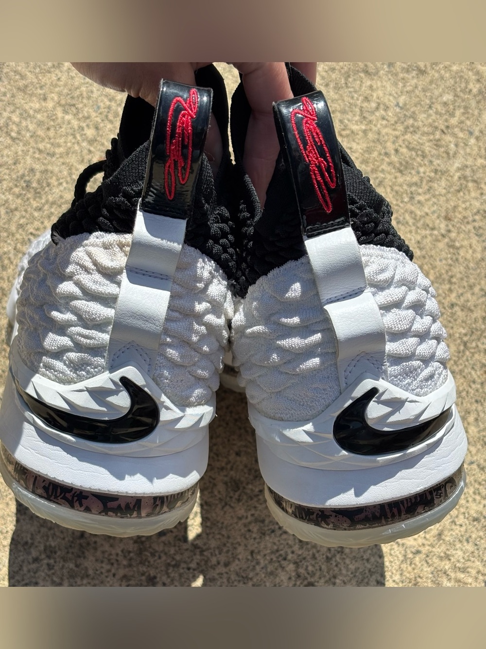 Nike LeBron 15 Graffiti GS 6Y White Black Basketball Sneakers - Picture 9 of 15